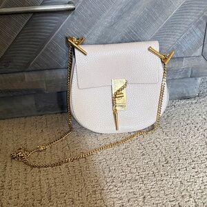 Chloe Ivory Pebbled Leather Crossbody with Gold Hardware